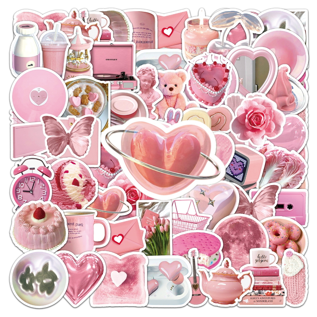 50pcs น่ารัก Ins สีชมพูการ์ตูน Graffiti สติกเกอร์กันน้ําสําหรับ DIY โทรศัพท์แล็ปท็อปโน้ตบุ๊คกีตาร์จักรยานหมวกกันน็อครถตกแต่ง Decal