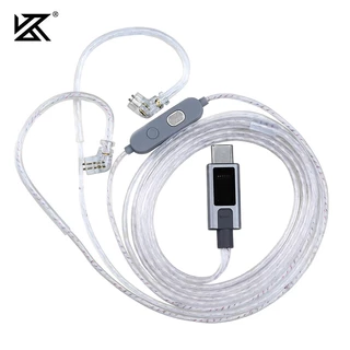 Kz M2 สายหูฟัง DAC ถอดรหัส Type C Dual Mic Silver Plated อัพเกรดสาย IEM พร้อม EQ สวิตช์ปรับแต่งสําหรับ C PIN หูฟัง
