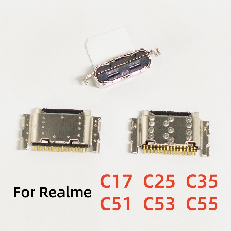 5-50Pcs สําหรับ Realme C17 C25 C35 C51 C53 C55 USB ชาร์จพอร์ต Dock Pin Plug Charger Connector ซ็อกเก็ตอะไหล่ซ่อม