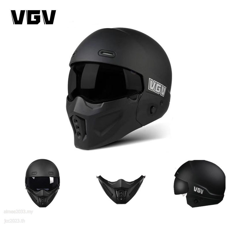 VGV หมวกกันน็อกรถจักรยานยนต์หมวกกันน็อกเต็มรูปแบบ DOT ได้รับการรับรองวินเทจแมงป่องจัดแต่งทรงผมรวมหมว