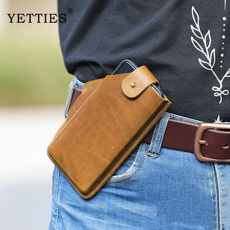 YETTIES หนังแท้เอวกระเป๋าโทรศัพท์กรณีเข็มขัดคลิปกระเป๋าถือสําหรับโทรศัพท์ โทรศัพ