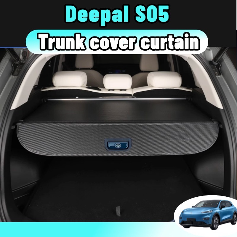 Deepal s05 ม่านบังสัมภาระ ม่านหลังรถ ม่านรางเลื่อนเก็บของท้ายรถ สำหรับ การปกป้องความเป็นส่วนตัว ลำต้น คาร์บอนไฟเบอร์ ผ้าใบ สีดำ ของแต่งรถยนต