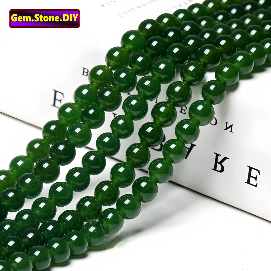 Dark Green Jade Natural Stone，Loose Bead สีเขียวเข้มหยกหินธรรมชาติ,หลวมลูกปัด ตัวเว้นวรรค สําหรับสร้อยข้อมือ/สร้อยคอ/แหวน/ต่างหู,ทําด้วยมือเครื่องประดับ ทําเอง อุปกรณ์เสริม,สร้อยข้อมือหินคริสตัลหิ
