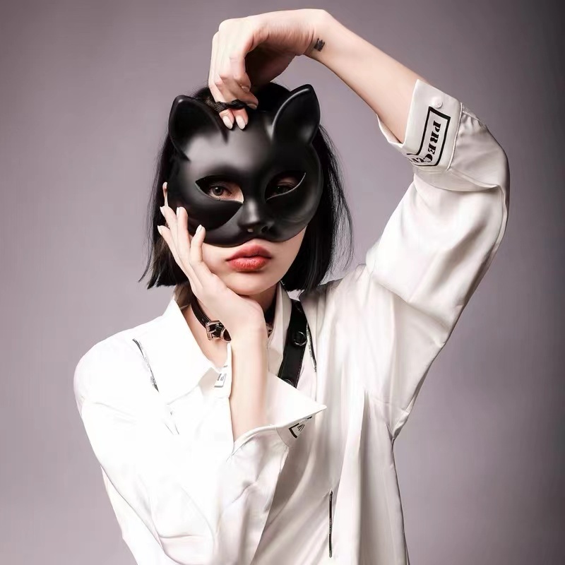 ชุดแมวฮาโลวีน DIY หน้ากากแบบเต็มหน้า Niche เซ็กซี่ Masquerade ตกแต่งปาร์ตี้สัตว์การ์ตูนหน้ากากแม่มด Cyberpunk Influencer Cat Fox Mask