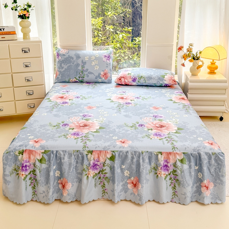 ผ้าปูที่นอนลูกไม้ดอกไม้ รัดมุม 360 องศา กันไรฝุ่น ขนาด 3-15 สี 3ฟุต 3.5ฟุต 5ฟุต 6ฟุต