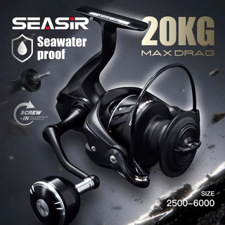 Seasir TINGHE Spinning Reel 5 + 1BB 2000-6000 Series ลากสูงสุด 20KG 5.2:1 Seawater-Proof อลูมิเนียม Power Handle คุณภาพสูงน้ําหนักเบาตกปลา Coil