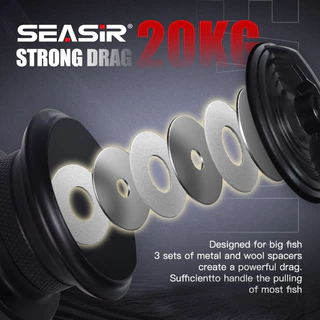 Seasir TINGHE Spinning Reel 5 + 1BB 2000-6000 Series ลากสูงสุด 20KG 5.2:1 Seawater-Proof อลูมิเนียม Power Handle คุณภาพสูงน้ําหนักเบาตกปลา Coil