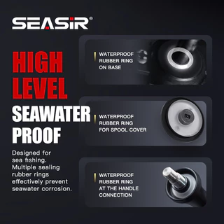 Seasir TINGHE Spinning Reel 5 + 1BB 2000-6000 Series ลากสูงสุด 20KG 5.2:1 Seawater-Proof อลูมิเนียม Power Handle คุณภาพสูงน้ําหนักเบาตกปลา Coil