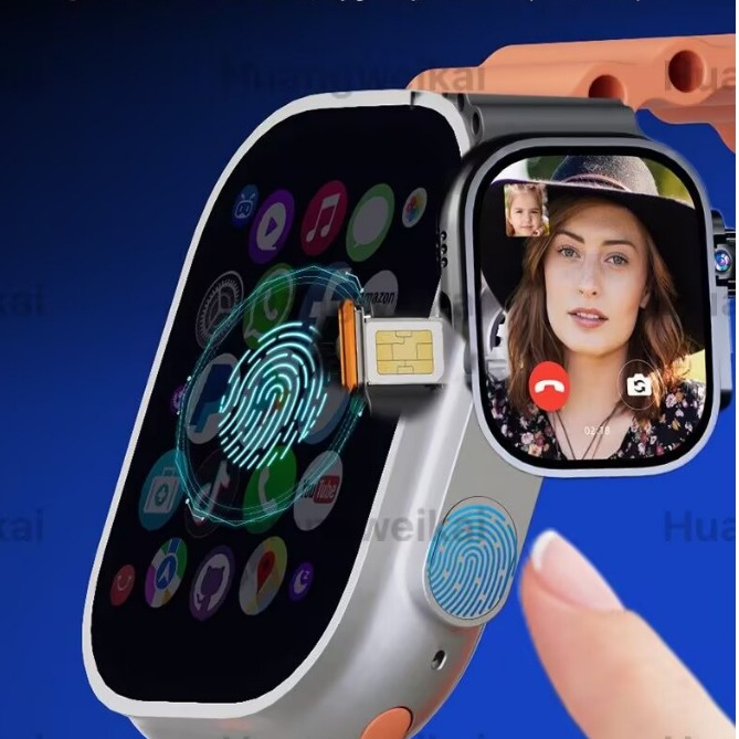 ล่าสุด ปลดล็อคลายนิ้วมือ ซิมการ์ด 4G DW100 pro+ ultra 3 smartwatch 3+32GB กล้องหมุน AMOLED ดาวน์โหลด