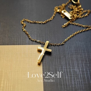 Love2Self X169 Minimalist สแตนเลสสร้อยคอจี้ข้ามสําหรับผู้หญิง Non Tarnish กันน้ํา