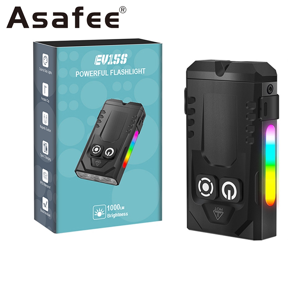 Asafee EV15S 1000LM มินิพวงกุญแจ 12W 1000mAh แบตเตอรี่ Ultra Bright EDC ไฟฉายแบบพกพาไฟฉายกําลังสูง