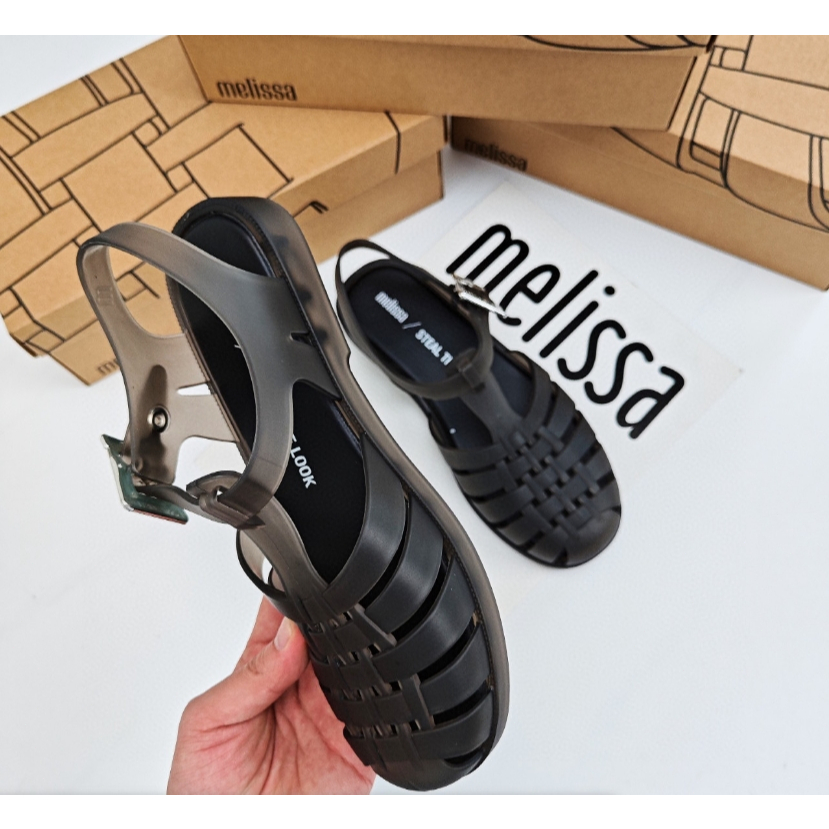 [ขายร้อน] 2025melissa รองเท้าโรมันทอย้อนยุคสไตล์ใหม่รองเท้าผู้หญิงเยลลี่