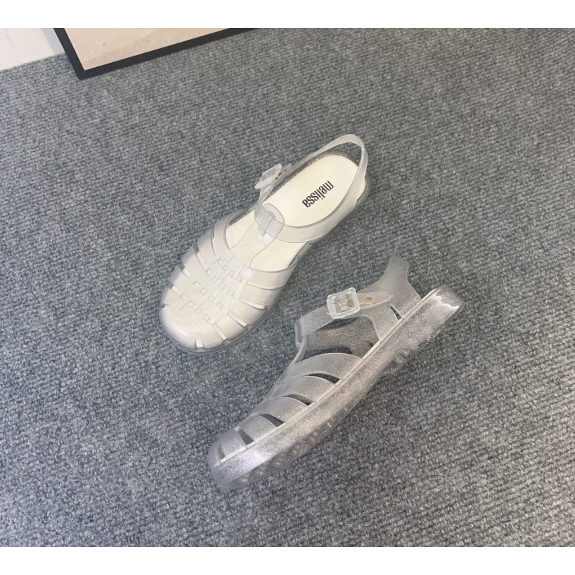 [ขายร้อน] 2025melissa รองเท้าโรมันทอย้อนยุคสไตล์ใหม่รองเท้าผู้หญิงเยลลี่