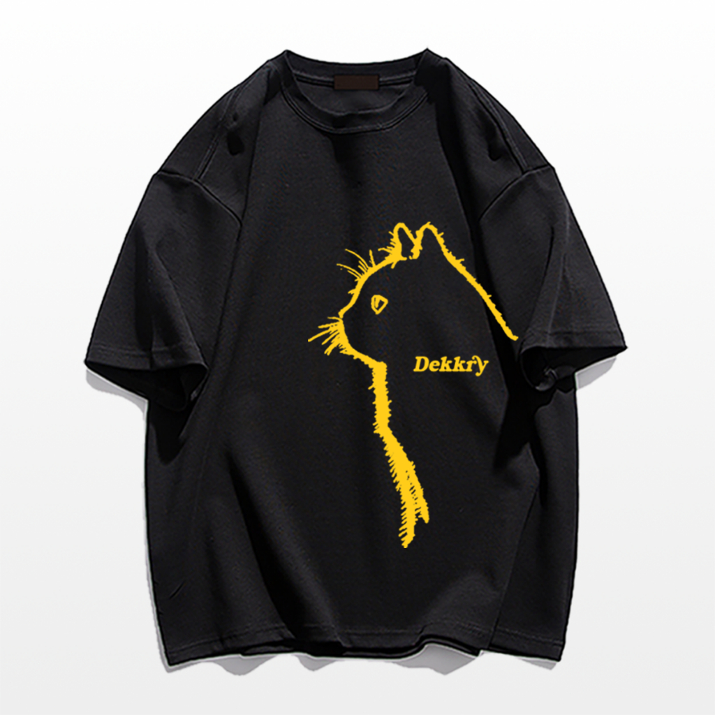 เสื้อยืดคอกลมแขนสั้น สไตล์วินเทจล้างฟอก ลวดลายแมว ผ้าฝ้าย 100% ทรงหลวม ใส่สบาย ไม่ต้องรีด YG1207