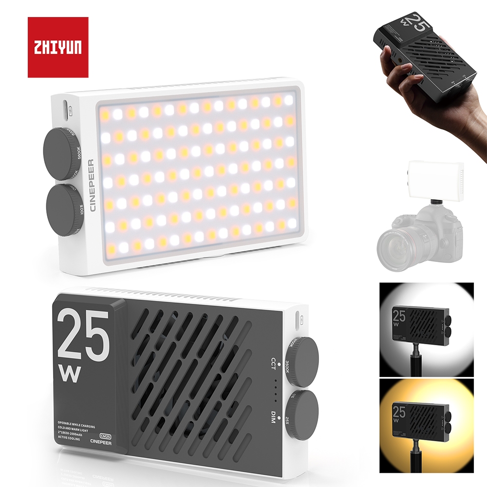 Zhiyun CINEPEER CM25 25W ไฟ Led Bi สีมือถือพ็อกเก็ตวิดีโอโคมไฟภาพเติมแสงการถ่ายภาพแสง