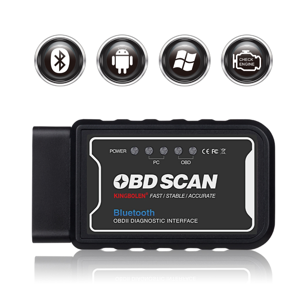 Kingbolen OBD2 ELM327 เครื่องสแกนวินิจฉัยรถยนต์ บลูทูธ อ่านรหัสรถยนต์