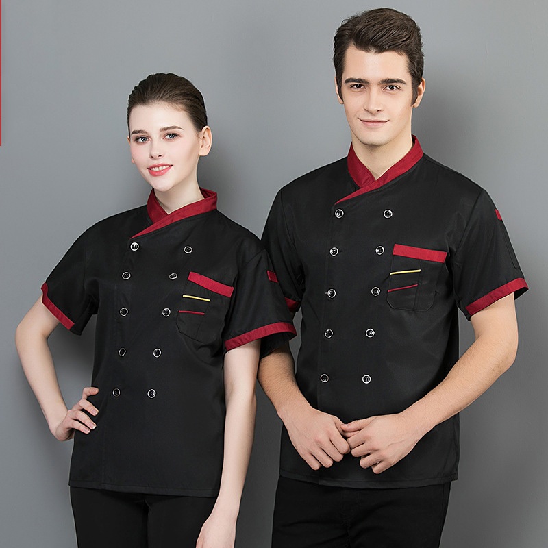 【จัดส่งจากประเทศไทย】ชุดเชฟ แขนสั้นเสื้อเชฟ ผ้าดี ไม่ Pilling เหมาะสำหรับผู้ชายและผู้หญิง เหมาะสำหรับโอกาสต่างๆ โรงแรม - รูปที่ 6