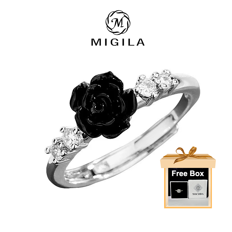 ของขวัญรับปริญญา MIGILA แหวนดอกคามิเลียชุบทองกุหลาบ กันน้ํา และป้องกันเลือนหายไป ของขวัญที่สมบูรณ์แบบสําหรับความรักของคุณ แหวนเดียวสําหรับ gf