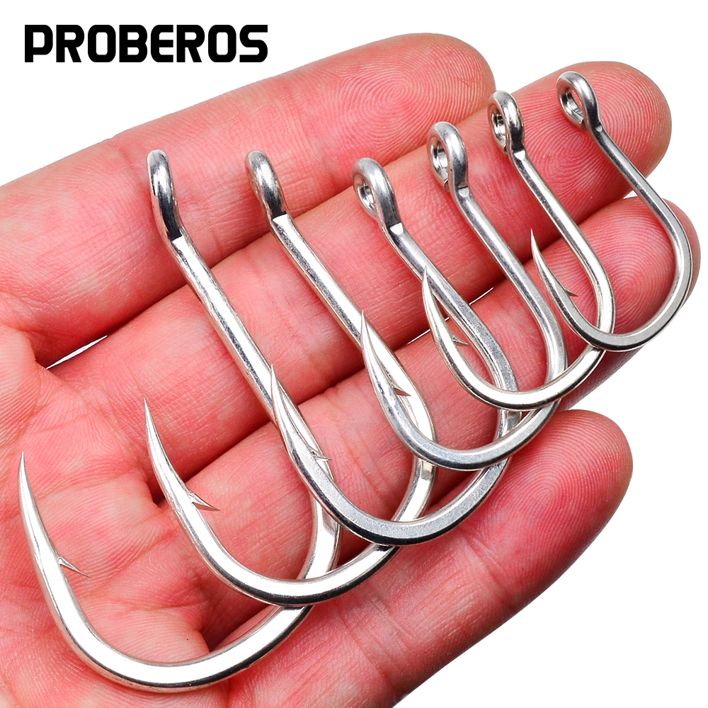 Proberos 10PCS Jigging Hooks Heavy Duty Super Strong Deep Big Game Hook สําหรับแนวตั้งโลหะ Jig เหล็กคาร์บอนสูงความแข็งแรงสูงและทนต่อการกัดกร่อนน้ําจืด Ssalwater