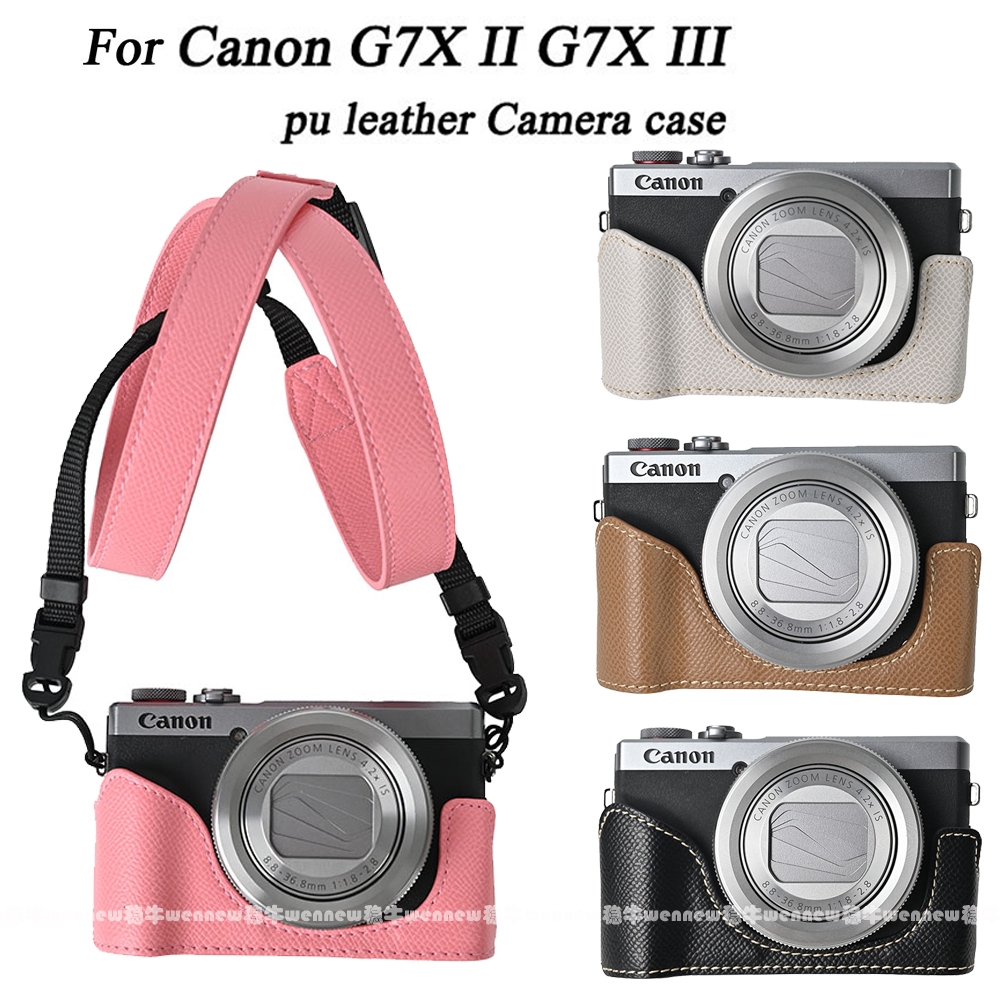 G7x2 G7X3 ปลอกหนัง Pu ฝาครอบกล้องครึ่งสําหรับ Canon G7X II G7X III G7X Mark III II อุปกรณ์เสริมสําหรับกล้องคอสายคล้องไหล่