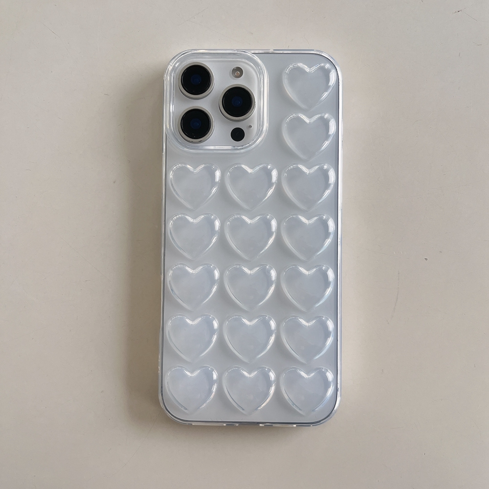 แฟชั่น 3D Love Heart เคสโทรศัพท์สําหรับ iPhone 16 14 15 13 12 Mini 17 Pro Max Air XR X XS 11 Pro Max 7 8 Plus Soft Jelly TPU Cover