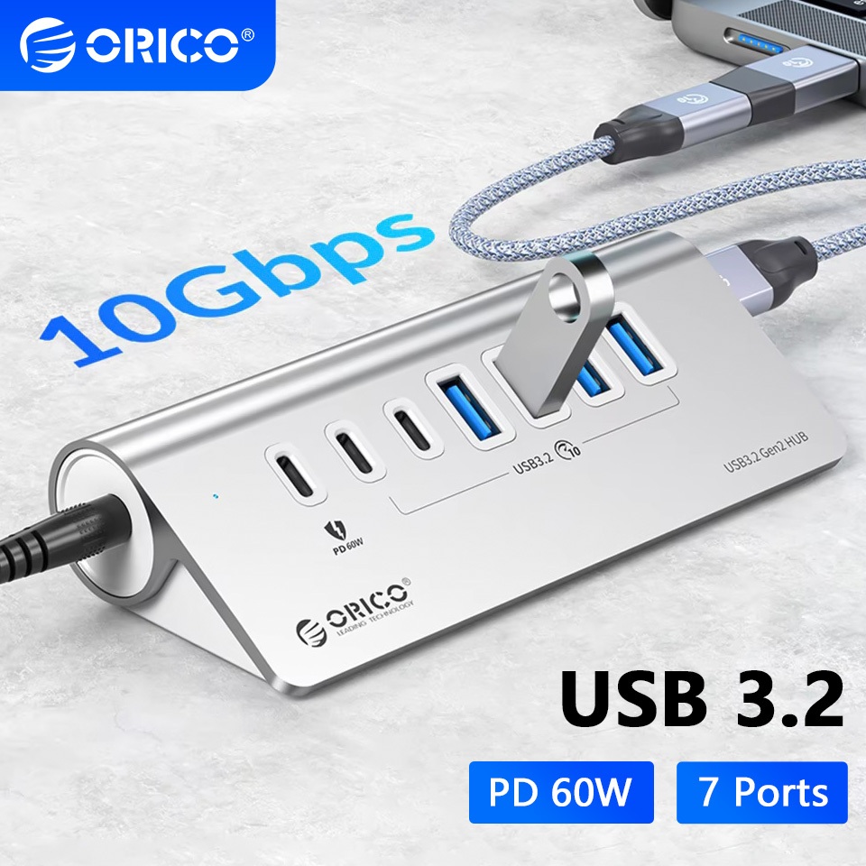 100% Original ORICO 10Gbps USB 3.2 Docking Stationหลายพอร์ตUSB A Type C Hub Splitter PD60Wอะแดปเตอร์ชาร์จพร้อมเครื่องอ่านการ์ดสําหรับแล็ปท็อปพีซี