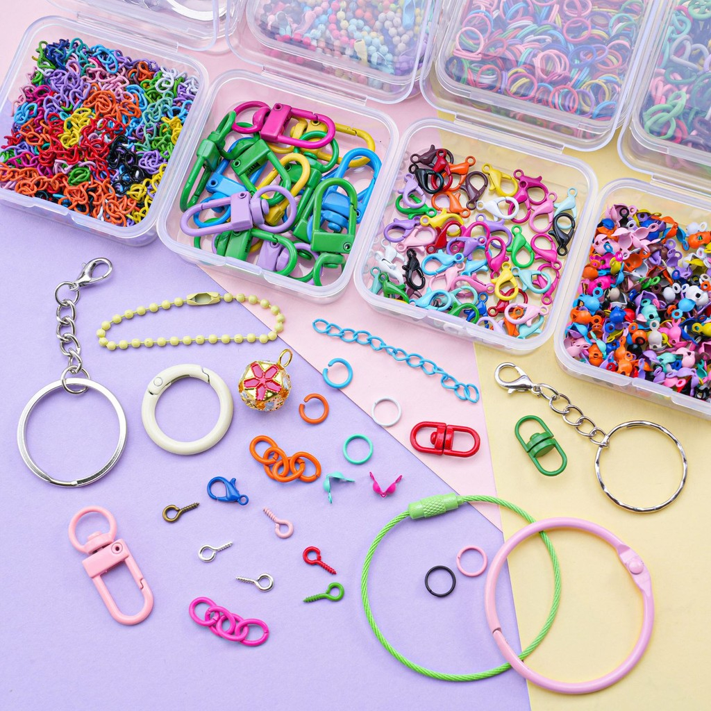 อุปกรณ์เครื่องประดับ ทําเอง เล็บฮอร์นที่มีสีสันกุ้งก้ามกรามหัวเข็มขัดแหวนกุญแจลูกปัดโซ่ตาหมากรุกชุดวัสดุที่ทําด้วยมือ