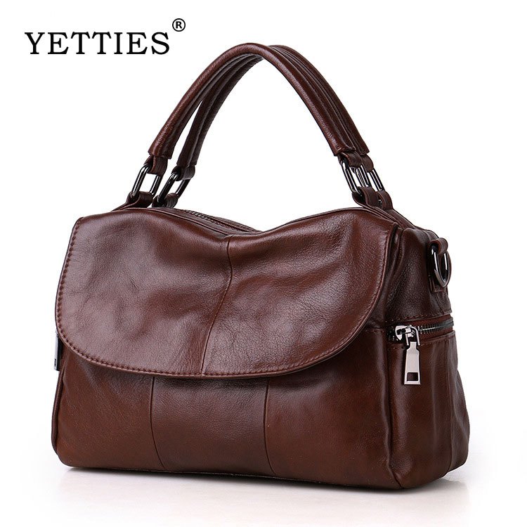 YETTIES กระเป๋าถือลําลอง หนังวัวแท้ ทรงโท้ท สําหรับผู้หญิง