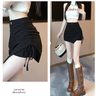 【ส่งไวจากไทย】MSD กระโปรงเอวสูง สไตล์ผูกเชือก ขนาดใหญ่ สไตล์ฮากามะ สีดำ เสื้อผ้าผู้หญิงแฟชั่นฤดูร้อน XS-5XL