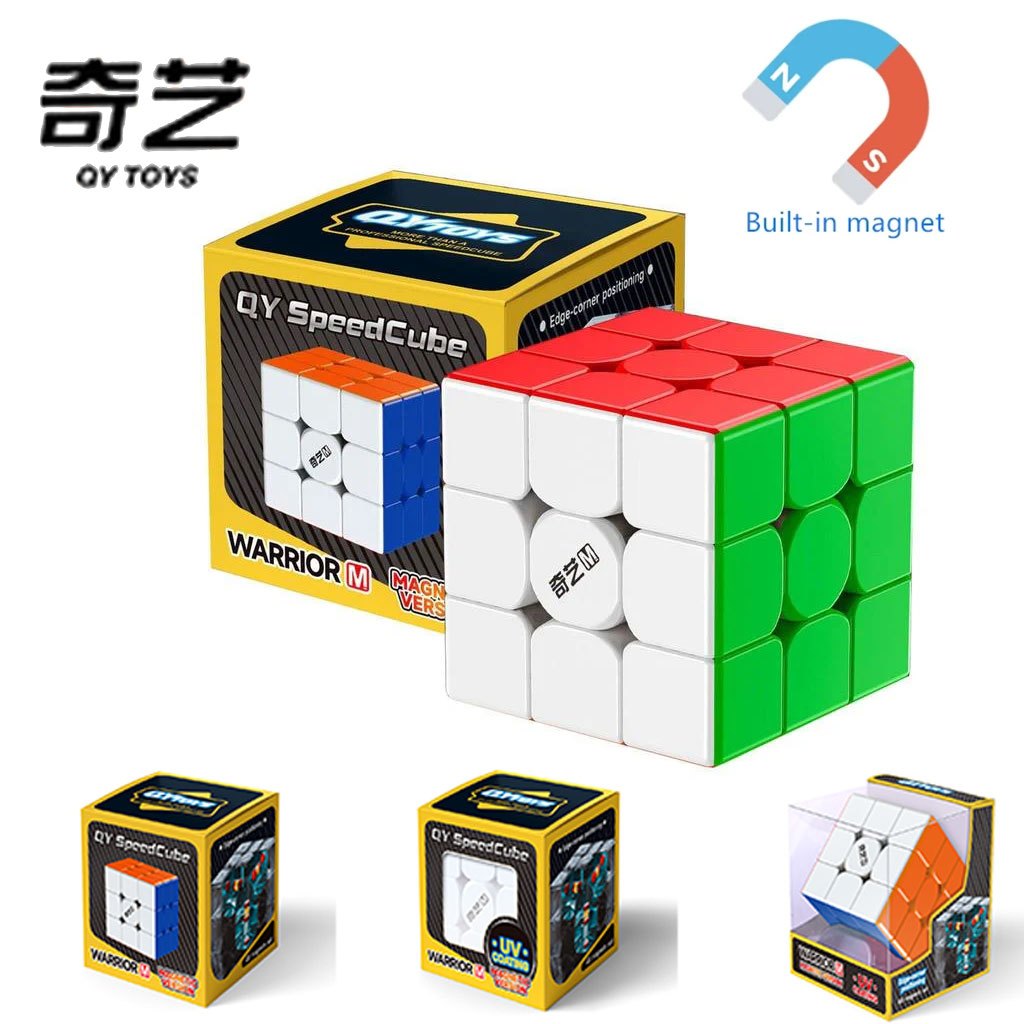 Qiyi Warrior M 3x3 Magnetic Cube Super smooth Professional Warrior M UV 3x3x3 ปริศนาของเล่นความเร็ว Cube