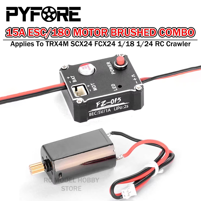 PYFORE 15A ESC 180 มอเตอร์แปรง Combo สําหรับ TRX4M FMS FCX24 SCX24 1/18 1/24 RC Crawler อัพเกรดอุปกรณ์เสริม