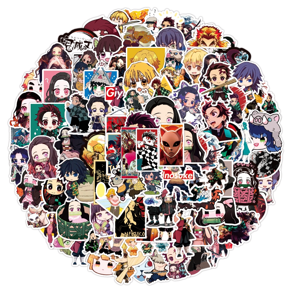 50แผ่นปีศาจฆ่าอะนิเมะสติ๊กเกอร์คอมพิวเตอร์ถ้วยน้ํากีตาร์โทรศัพท์มือถือหมวกกันน็อคสติ๊กเกอร์