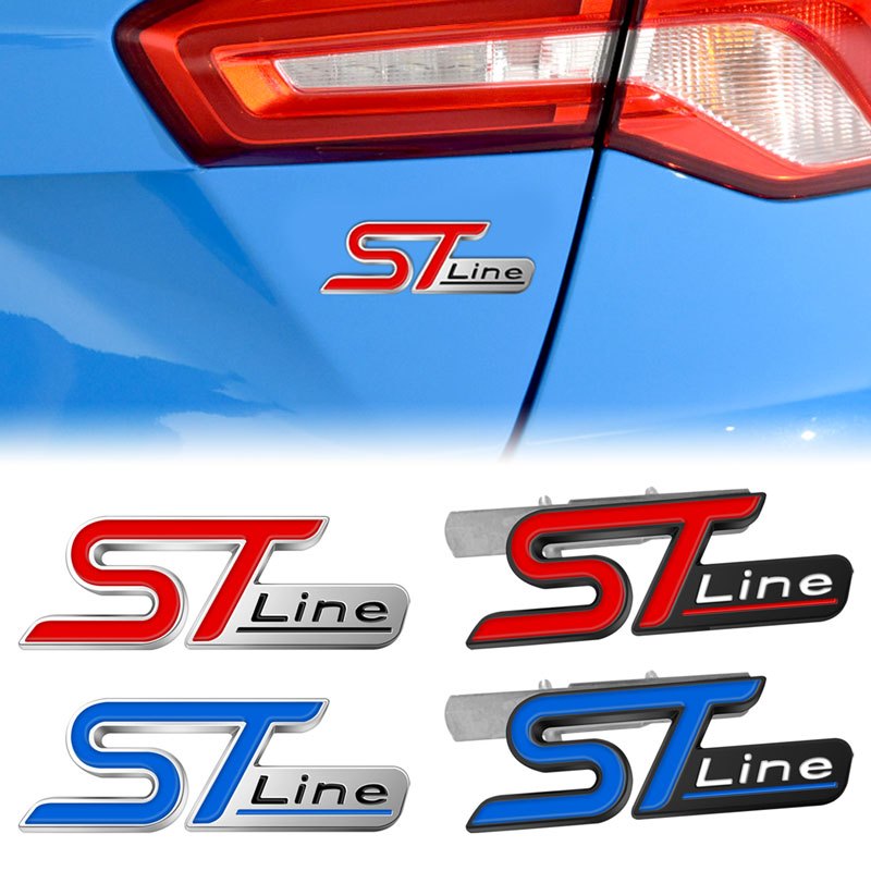 จัดแต่งทรงผมรถ ST Line โลโก้ 3D โลหะสัญลักษณ์กระจังหน้าป้ายด้านหลังด้านข้าง Fender สติกเกอร์สําหรับ 