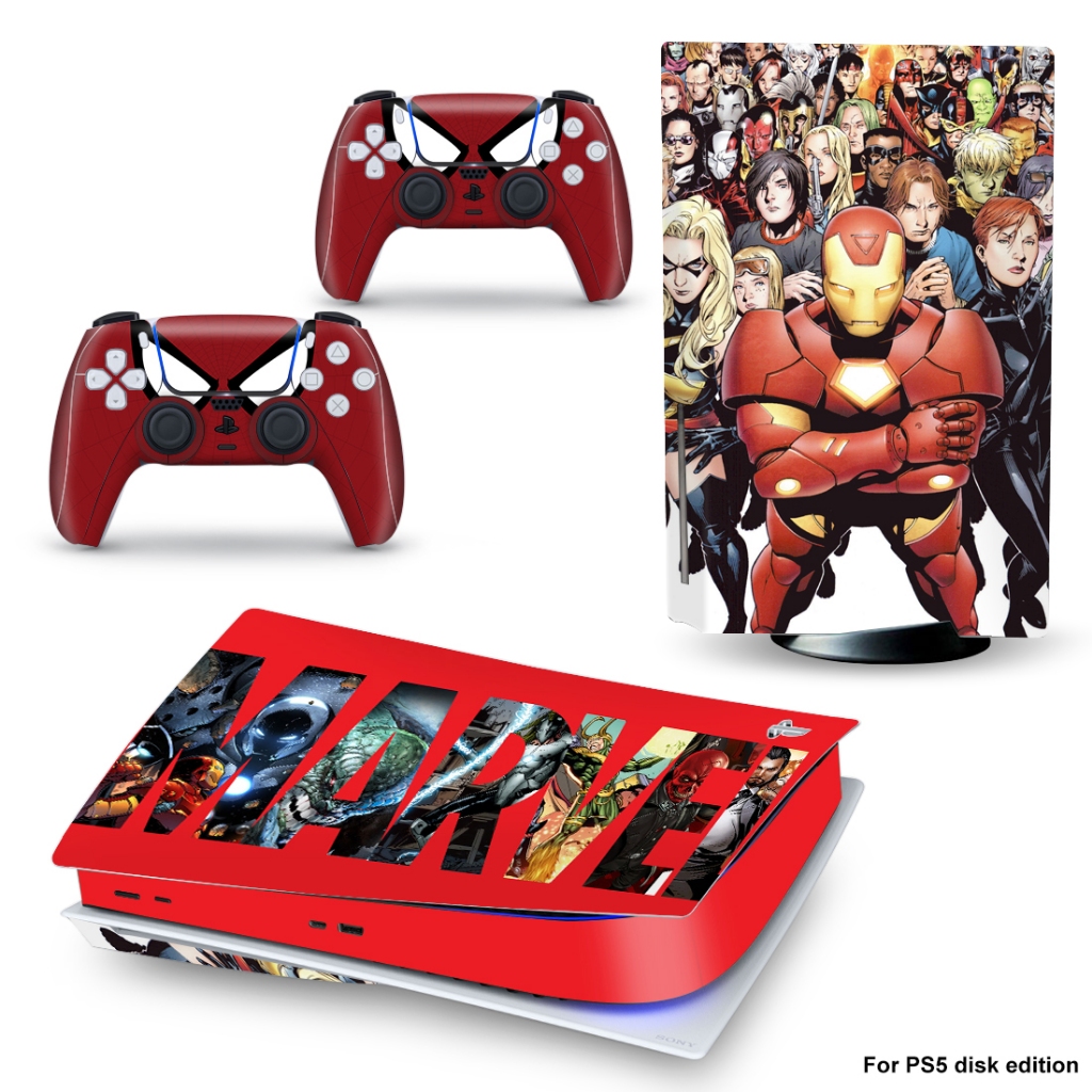 100 สีสติกเกอร์ผิวใช้งานร่วมกับ Sony Playstation 5 Fat Disc Edition ไวนิล Decal Full ชุดห่อป้องกันฟิล์มสําหรับ PS5 ไขมัน CD-Rom รุ่นคอนโซล & 2 PCS Controllers