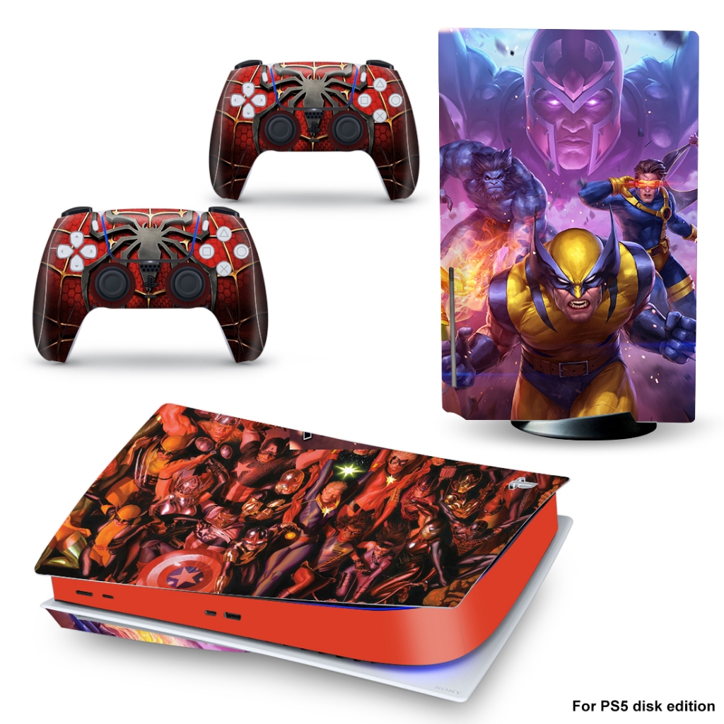100 สีสติกเกอร์ผิวใช้งานร่วมกับ Sony Playstation 5 Fat Disc Edition ไวนิล Decal Full ชุดห่อป้องกันฟิล์มสําหรับ PS5 ไขมัน CD-Rom รุ่นคอนโซล & 2 PCS Controllers