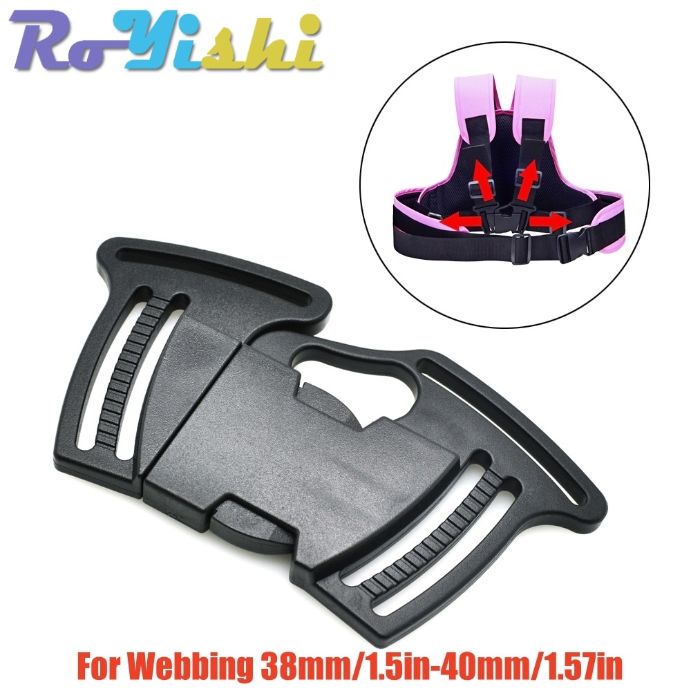 1 ชิ้น 1-1/2" พลาสติกสีดํา 4 Way Multi-Side Release Buckles กระเป๋าเป้สะพายหลังสายรัด Webbing 40 มิลลิเมตร