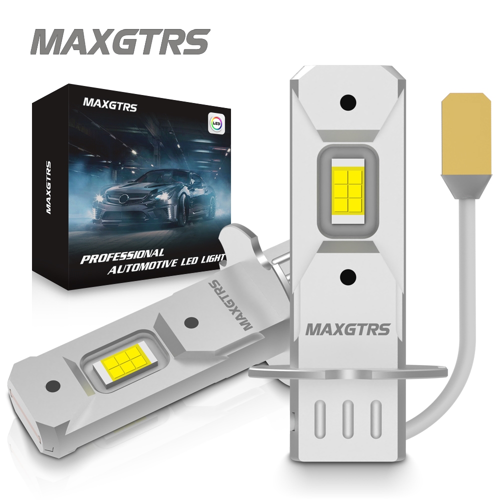 Maxgtrs 2x H3 LED ไฟหน้าหลอดไฟ Canbus ไม่มีพัดลม High Beam 6500K สีขาวสีเหลืองรถ LED หมอกขับรถโคมไฟ DRL 12V Mini Design