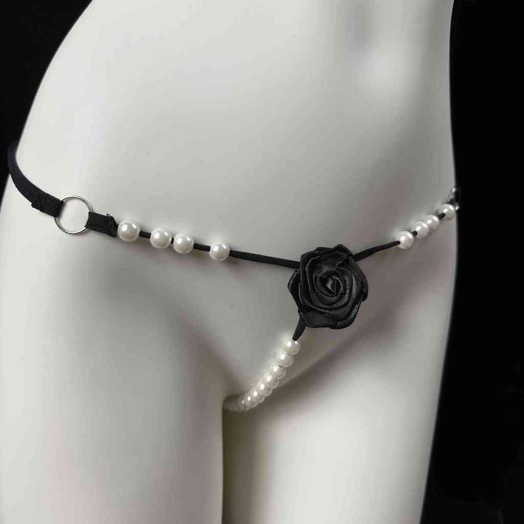 Rose ชุดชั้นในสตรีชุดชั้นในสบาย Yan Beiwei ชุดชั้นในที่ไม่ซ้ํากันผู้หญิงเซ็กซี่ Pure Desire ขนาดใหญ่เข็มขัดบาง Warm มุกขนาดเล็กทอง