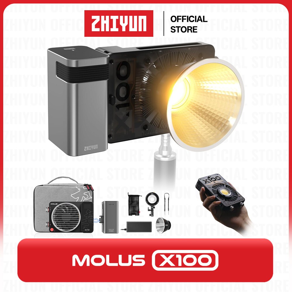 ZHIYUN MOLUS X100 ไฟวิดีโอ LED, 100W COB ไฟสตูดิโอสําหรับถ่ายภาพสตูดิโอ/การถ่ายภาพกลางแจ้งสตรีมมิ่งสด