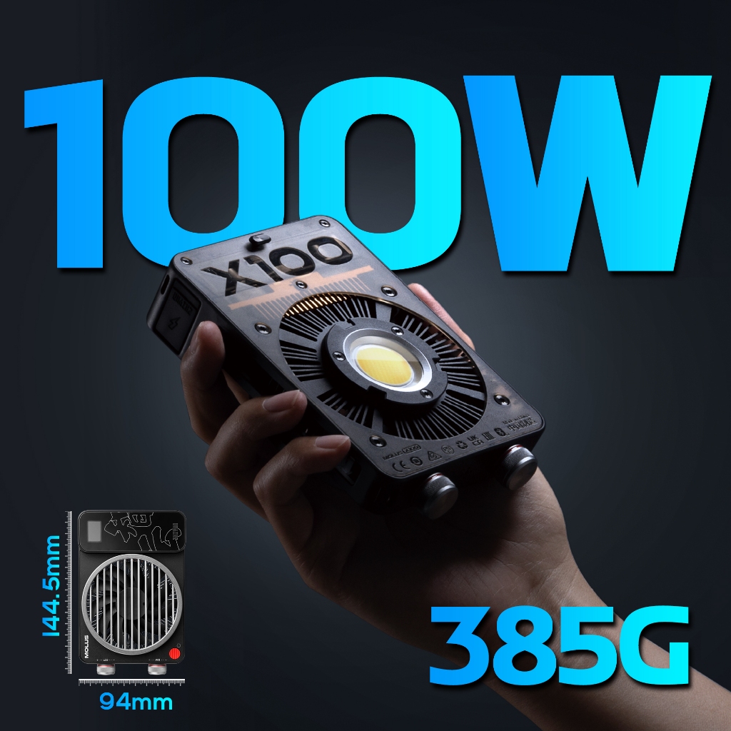 ZHIYUN MOLUS X100 ไฟวิดีโอ LED, 100W COB ไฟสตูดิโอสําหรับถ่ายภาพสตูดิโอ/การถ่ายภาพกลางแจ้งสตรีมมิ่งสด