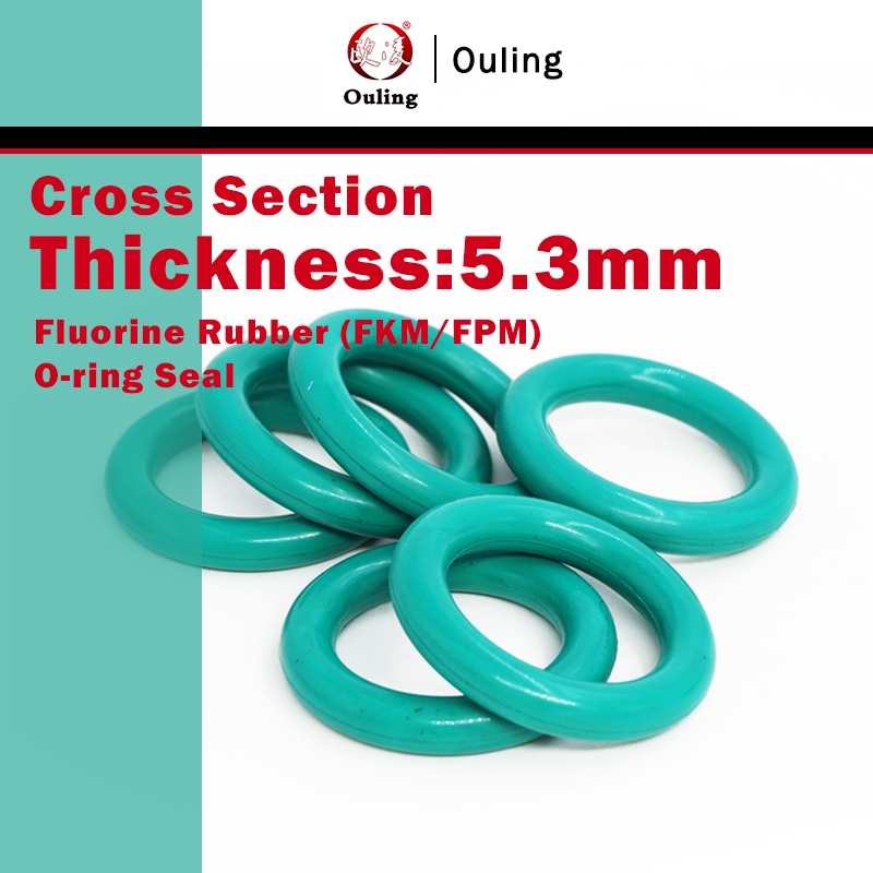 Ouling CS5.3mm O-Ring ID25-365 OD35.6-375.6mm สีเขียว Fluororubber FKM แหวนปิดผนึก FPM ยางฟลูออรีนคว