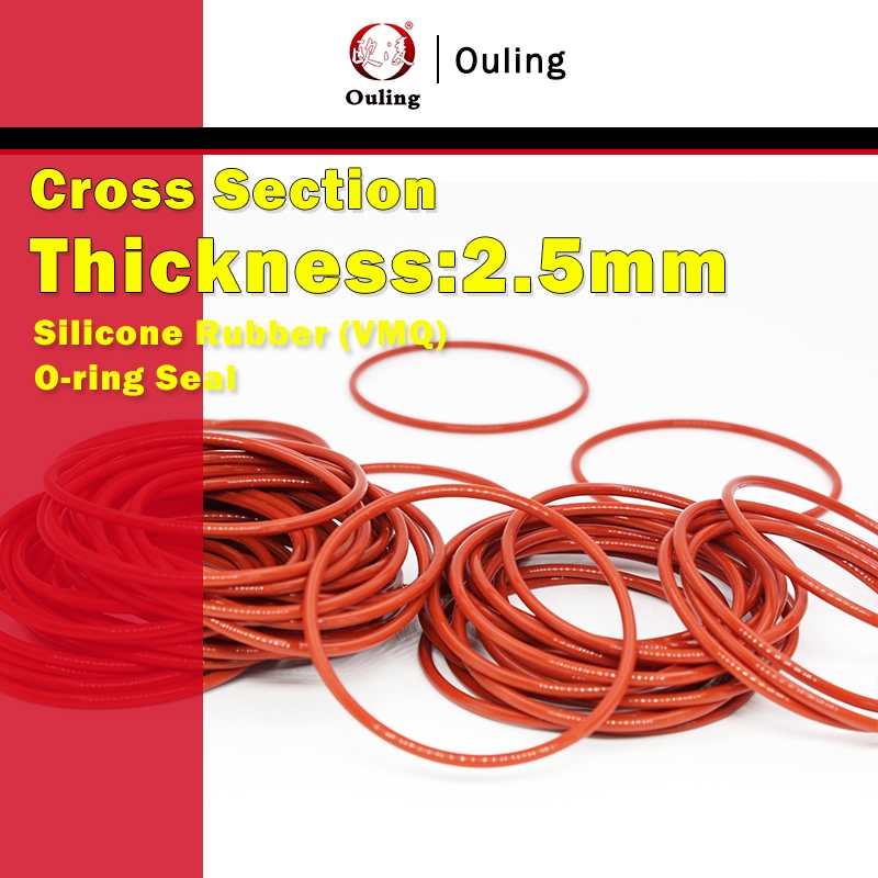Ouling CS2.5mm สีแดง VMQ O-Ring ID1-145 OD6-150mm ยางซิลิโคนแหวนปิดผนึกปลอดสารพิษการคุ้มครองสิ่งแวดล้อม Shock Absorption ฉนวนกันน้ํา