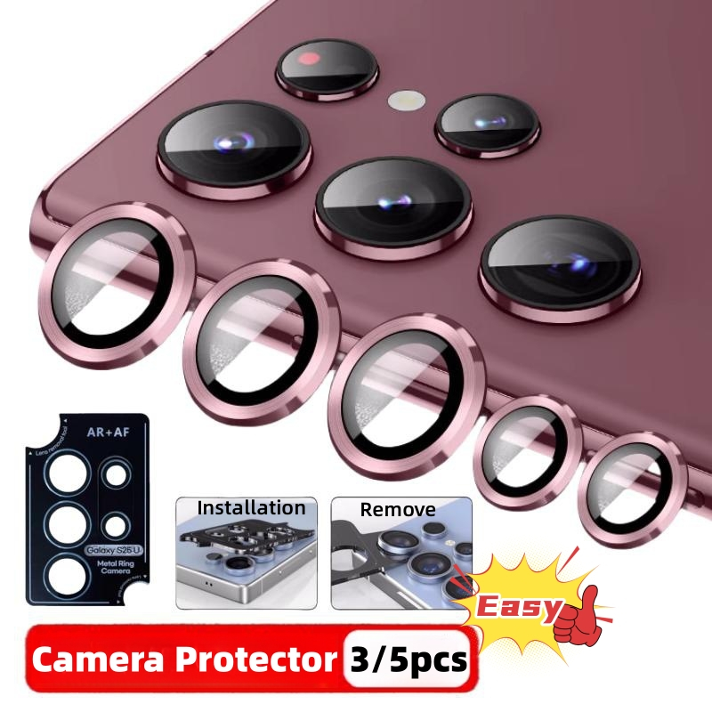 5PCS Samsung Galaxy S26Ultra/S25Ultra S24 S23 S22 Ultraกล้องเลนส์Protectorsโลหะกล้องแหวนกรณีแก้วสําหรับSamsung Galaxy S24Ultra S25Ultra S23Ultra 5Gหมวกป้องกัน