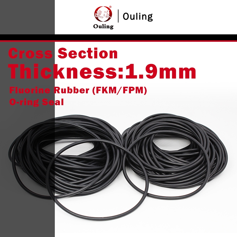 Ouling CS1.9mm สีดํา FKM O-RING ID1.2-96.2 OD5-100mm FPM แหวนปิดผนึกฟลูออรีนยางความดันน้ํามันทนต่อการกัดกร่อน