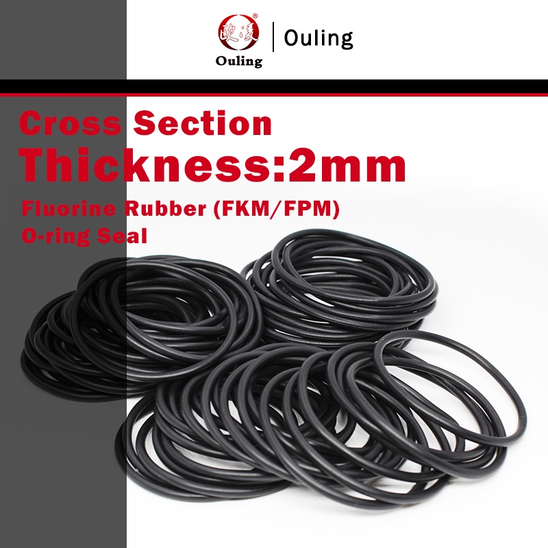 Ouling CS2mm สีดํา FKM O-RING ID1-96 OD5-100mm FPM แหวนปิดผนึกฟลูออรีนยางฟลูออโรน้ํามันความดันการกัดกร่อนความต้านทานการสึกหรอ