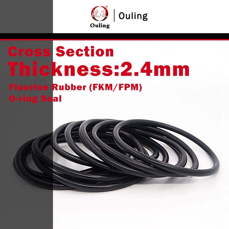 Ouling CS2.4 มม.สีดํา FKM O-RING ID3.2-95.2 OD8-100 มม.ยางฟลูออรีนแหวนปิดผนึก Fluororubber ความดันน้ํามันการกัดกร่อนทนต่อการสึกหรอ FPM