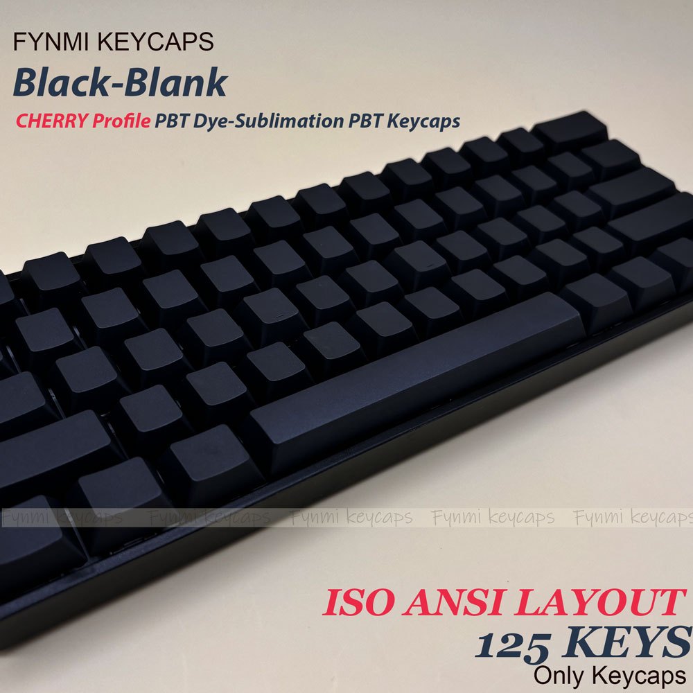 Fynmi สีดําโปรไฟล์เชอร์รี่เปล่า ANSI ISO เค้าโครง Keycaps PBT Dye-sublimation Keycap สําหรับสวิตช์ MX เชิงกล