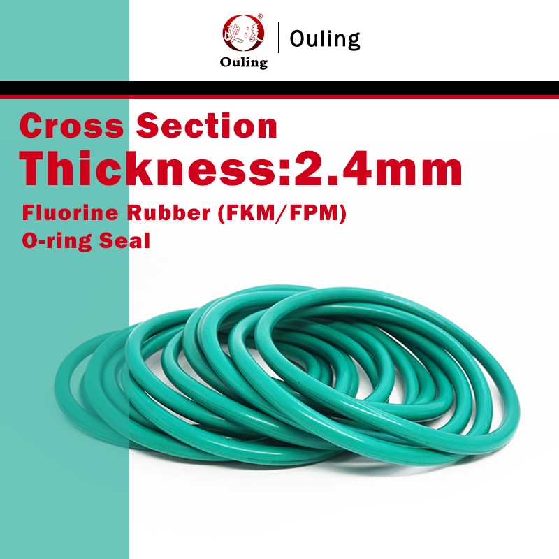 Ouling CS2.4mm O-Ring ID2.6-145.2 OD7-150mm สีเขียว FKM ยางฟลูออรีน FPM แหวนปิดผนึก Fluororubber สวมใส่ความดันน้ํามันความต้านทานการกัดกร่อน
