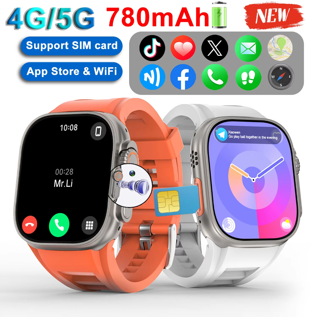 ใหม่ DT Ultra 3 4G 5G สมาร์ทนาฬิกาผู้ชายสนับสนุนซิมการ์ด WIFI กล้อง 800mAh Smartwatch App store NFC 