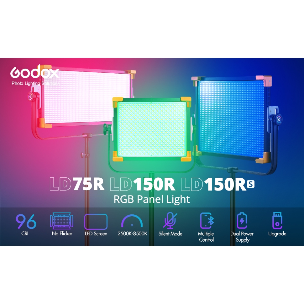Godox LD75R RGB ไฟแผง LED พอร์ต DMX APP 2.4G รีโมทคอนโทรลวิดีโอถ่ายทอดแสงต่อเนื่อง